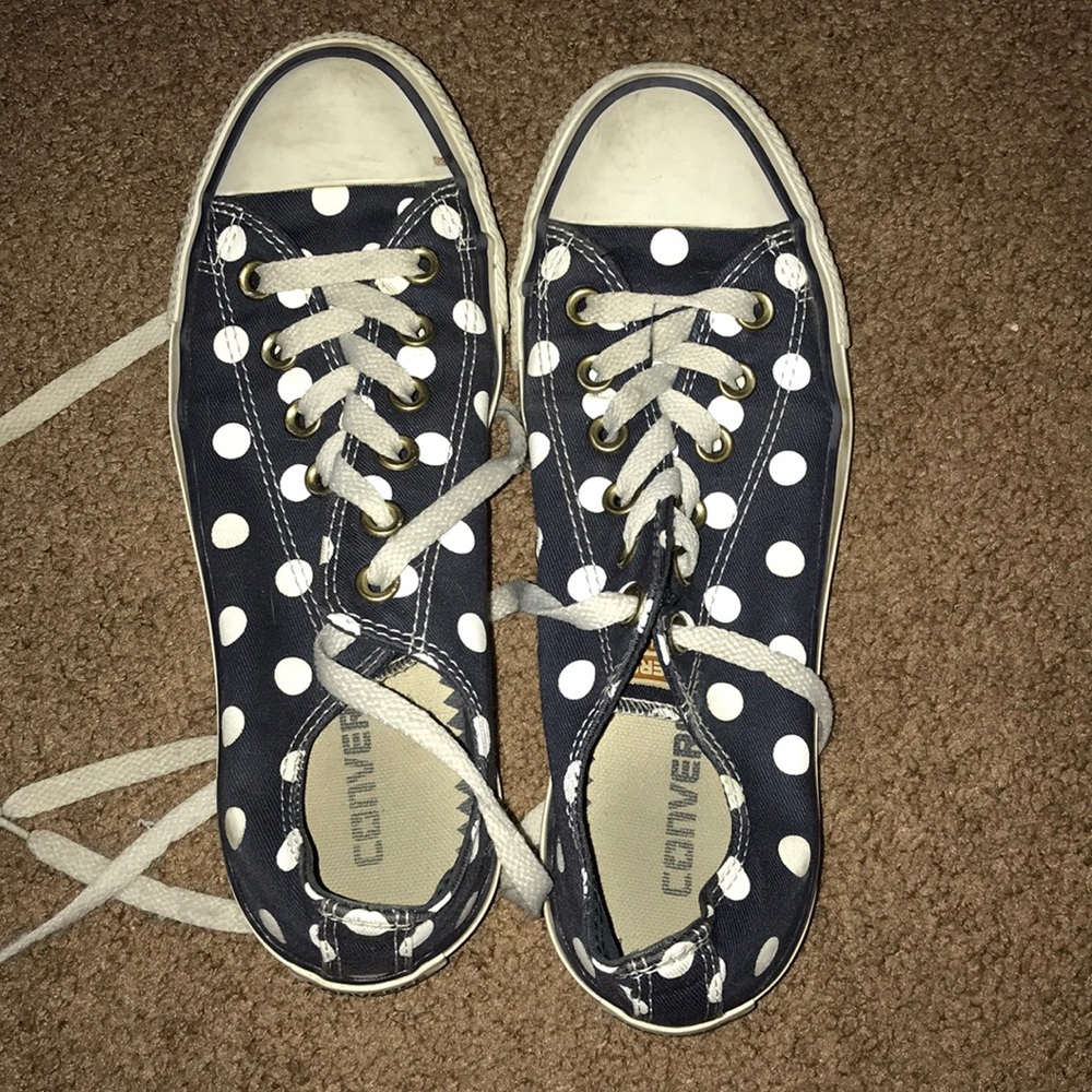 converse polka dots blue size 7